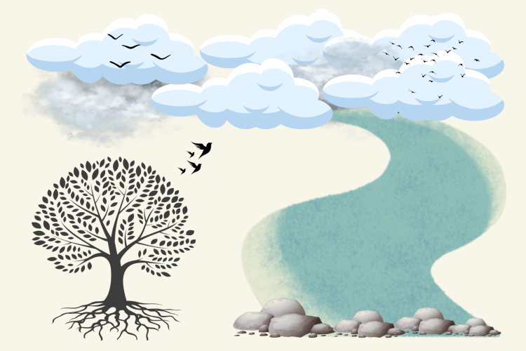 Black White Minimalist Boho Grid Background Page Border A4 (Landscape) - 1